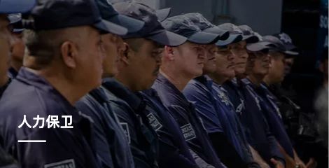 安保模板服务项目区的人力保卫图卡，展示人员照片和服务名称